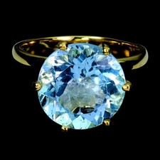 925 Bague en Argent Rond Topaze Bleu Ciel 12mm Gemmes Naturelles Bijoux Sz 7
