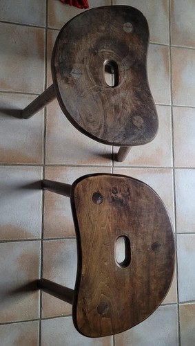 Duo ancien tabouret tripode - d'ancien,