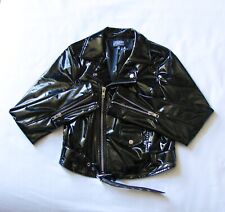 Women's Lip Service Black Cropped FN Vinyl PU Fetish Gothic Moto Biker Jacket M