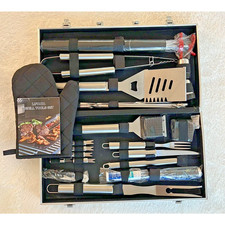 38 Piece Luyata BBQ Set Spatula Tongs Case Stainless Steel Aluminum Case Dented