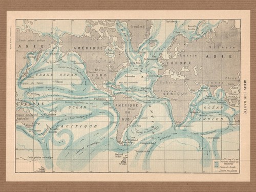 Carte ancienne courants marins - carte,