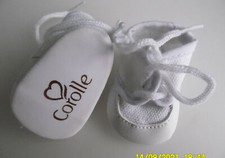 COROLLA ..1 PAIR DOLL SHOES 36CM WHITE FABRIC 5.5CM/3CM NEW 4 DISPOSO
