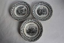 3 Earthenware Plates Songs of Béranger Gien 19th Century (74796)
