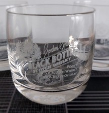 3 Verres à whisky gravés « Black Bottle » - fond épais