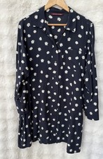 COMPTOIR DES COTONNIERS Daisy Fluid Navy Floral Shirt Dress Size M/L 12-16 AU