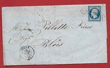 1858 LETTER NO. 14 TOWERS INDRE ET LOIRE URBAN BOX B