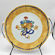 Borghese by Bernardaud Limoges France - Handled Cake Plate Yellow Band - 11"