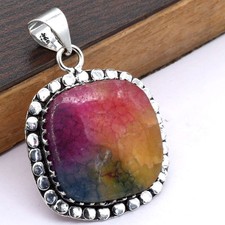 Arc-en-Ciel Solaire Quartz Gemme Ethnique Fait à la Main Pendentif Bijoux 0.8 "