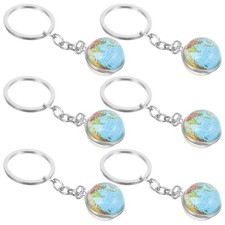  6PCS Globe Keychains Earth Planet Keyring Sackepack Key Chains Pendant Mini