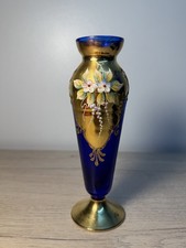 Vase Art nouveau en verre bleu