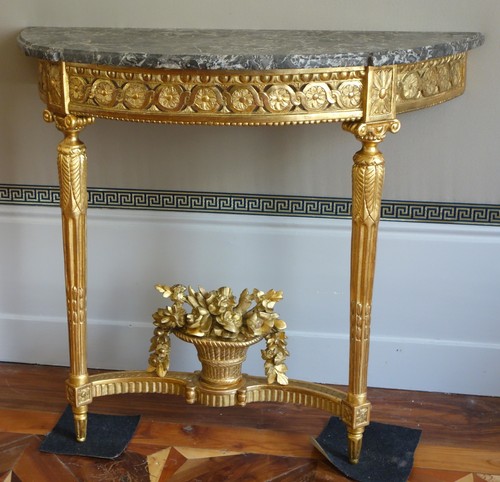 Console demi lune bois doré - demi-lune,