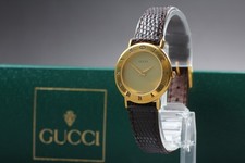[EXC+5 w/box,paper] GUCCI 3000.2.L 26mm Gold Dial Quartz Women's Watch JAPAN