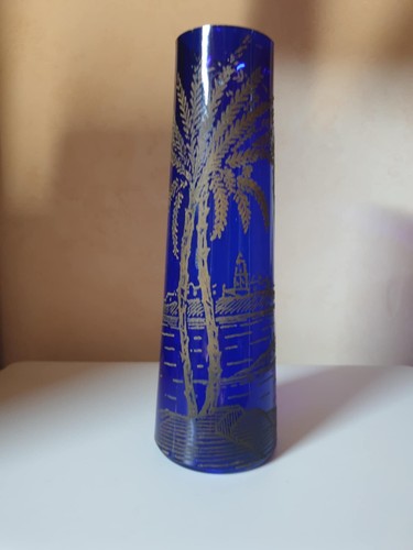 Vase verre bleu cobalt - en,