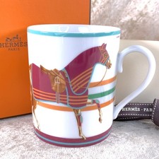 Hermes Cheval a la Couverture Mug Cup Horse Motif Porcelain Tableware w/Box