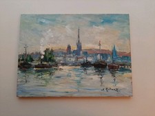 tableau huile sur panneau. Port de ROUEN par Bruno RETAUX