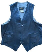 Vtg Le Cuir Niko Leather Mens Biker Vest Black Size Large