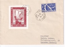 COURRIER EXPO PHIL. INTER. PEXIP PARIS 1937 POUR LUCERNE SUISSE AVEC VIGNETTE