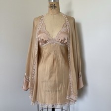 Vintage Diane Samandi Neiman Marcus Silk Lace Nightgown Slip Peognoir Jonquil S