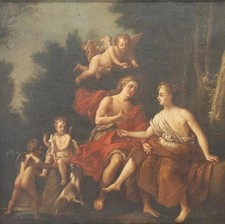 H4720 Rare Trumeau Ecole Française XVIIe Du PONCH Venus & Adonis Amour 1720's