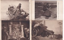 Lot of 4 old postcards postcards ROUEN museum paintings painters 2