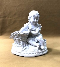 old porcelain cookie 19 cm girl basket sculpture vase little girl