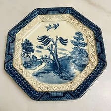 Antique Booths Real Old Willow Octagonal Plate Octagon Dinner Plate Platter Rare