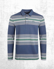 Ex Weird Fish Men's Caudale Heavyweight Stripe Rib Rugby Top in Ensign Blue
