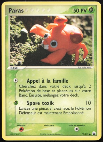 Carte pokémon paras 112 - paras, 72/112
