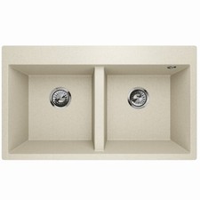 Évier En Granit Double Évier De Cuisine Évier À Encastrer Siphon Elle 2.0 Beige