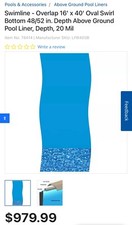 16 x 40 oval overlap pool liner 48/54 in dept