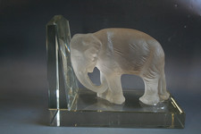 RARE SERRE-LIVRES ART DECO H.HOFFMANN ELEPHANT GLASS - CIRCA 1930