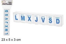 Pilulier Semainier Transparent 7 Jours de la Semaine Rangement Pilules 23 x 5 cm