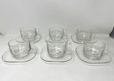Joe Colombo For Arno MCM Italian Modernist Glass Coffee Cups & Saucers Set Of 6