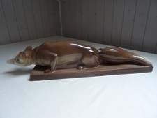 Renard art déco, céramique émaillée tons bruns, signé Lemanceau, aucun éclat