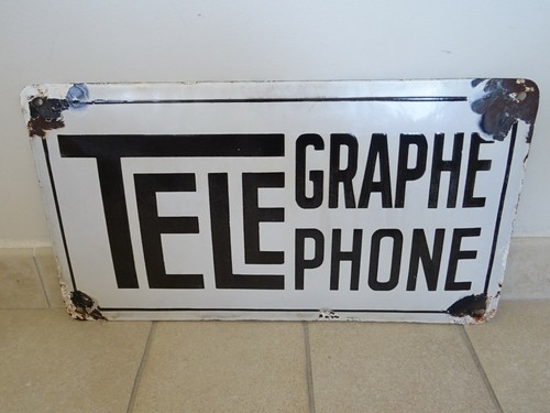 Antique enamel plate telegraph - plate,