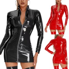 Mini Robe Moulante En Cuir Pvc