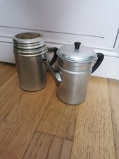 1960 Antique Italian Aluminum Coffee Maker Black Handle