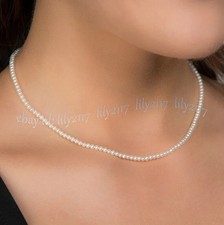 Classic Small 3mm White South Sea Shell Pearl Round Beads Necklace 14-28 inches