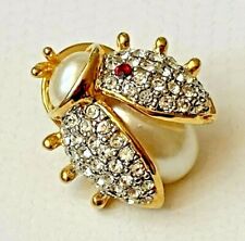 PIN'S  BROCHE COCCINELLE INSECTE strass fausse perle NEUF 2,1cm !
