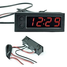 Kits Voiture Auto 12V 3en1 Thermomètre Voltmètre + Horloge LED Affichage Numé