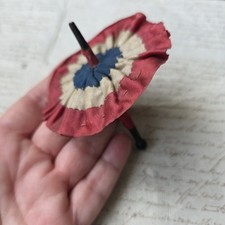 Parapluie Miniature de Poupée Ancien Napoléon III XIXè Cocarde Bleu Blanc Rouge 