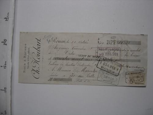 Lettre change 1909 sacs - change,