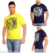 T-Shirt Carisma Indian Summer Party Club Clubwear Jaune / Bleu S M L XL NEUF