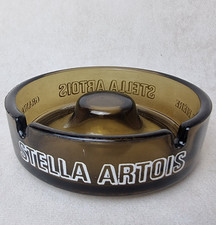 Ancien Cendrier Publicitaire – Stella Artois – Verre Épais Marron Fumé