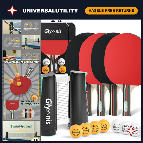 Table tennis paddle set with - table,