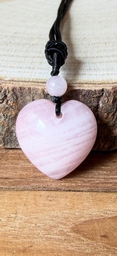 Collier cœur quartz rose