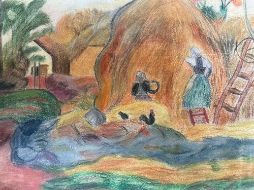 Dessin campagne poule ferme - dessin,