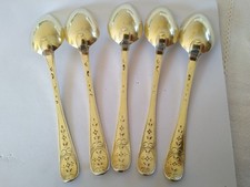 ANTIQUE SOLID SILVER VERMEIL SPOONS 1789 Revolutionary Era 18th Century
