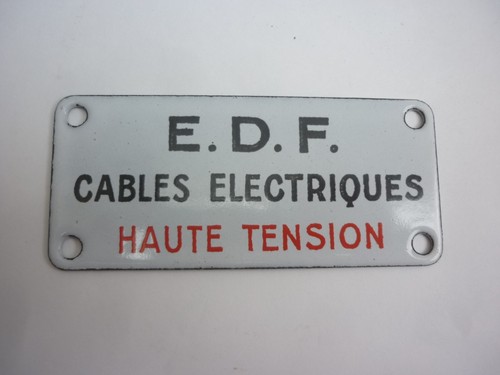 Ancienne plaque émaillée edf - émaillée,