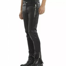 Homme Cuir Noir Pantalon 100%
